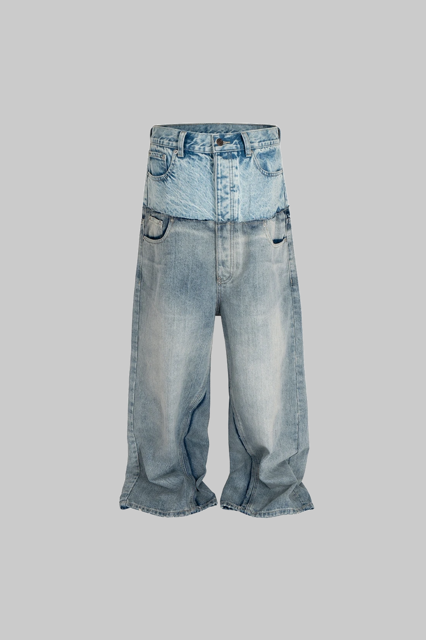 Zerschnittener Denim mit doppelter Taille